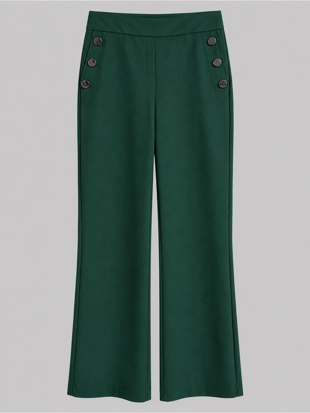 Rachel Zoe Hunter Green Wide Leg Sailor Button Pants Size 6 - Picture 2 of 6